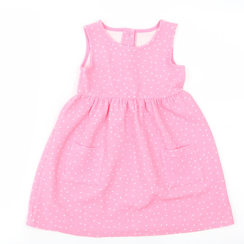 Matalan Girls Pink Polka Dot  Fit & Flare  Size 2-3 Years