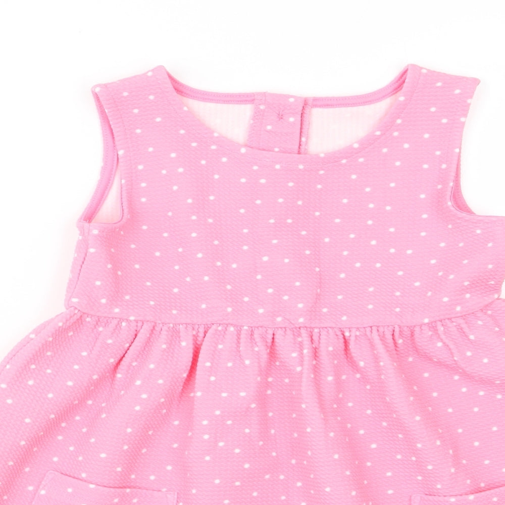 Matalan Girls Pink Polka Dot  Fit & Flare  Size 2-3 Years