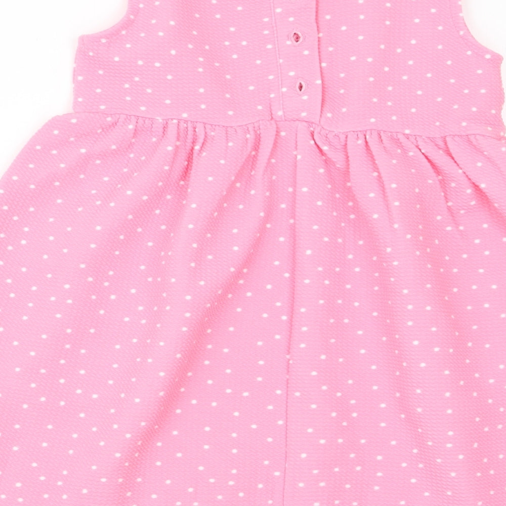 Matalan Girls Pink Polka Dot  Fit & Flare  Size 2-3 Years