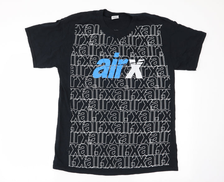 Gildan Mens Black Geometric T-Shirt Size L