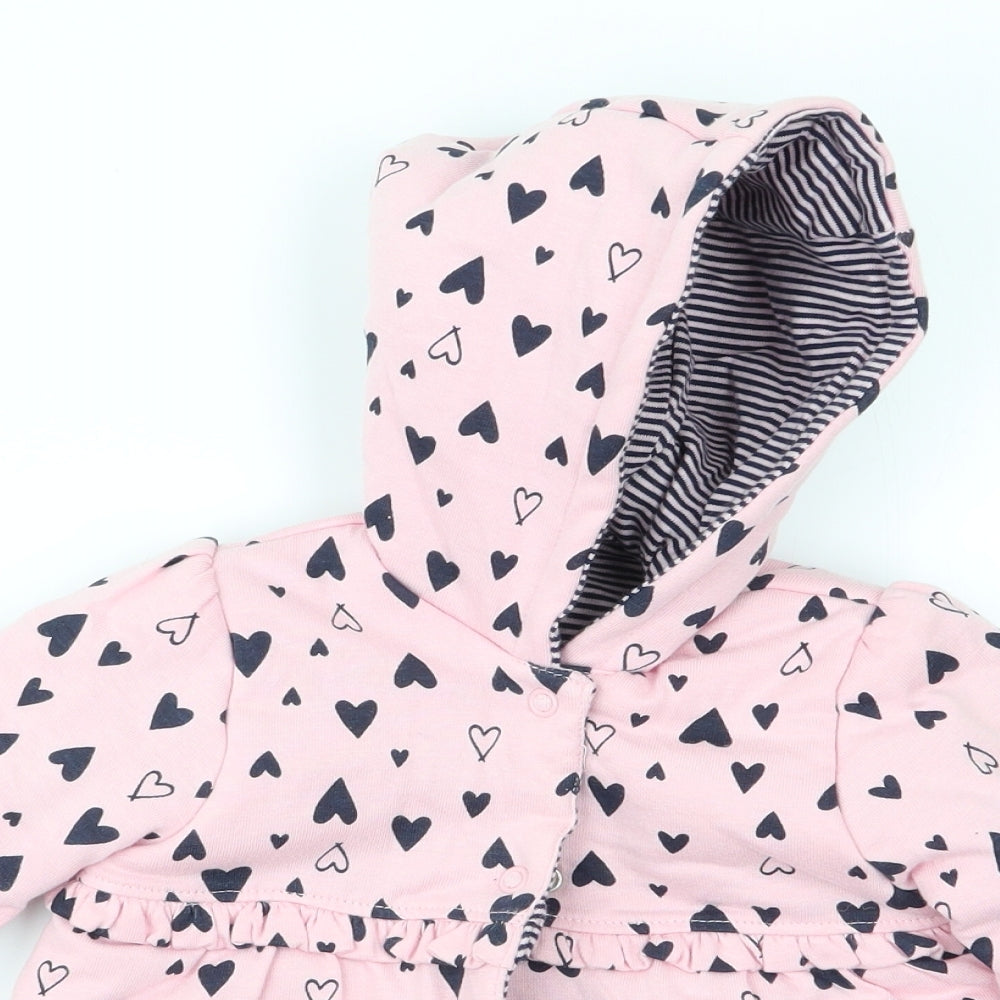 Asda George Girls Pink Geometric  Basic Coat Coat Size 0-3 Months