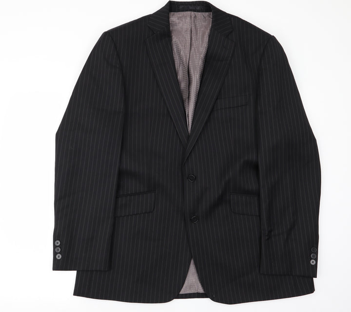 Studio Mens Black Striped Jacket Blazer Size 42