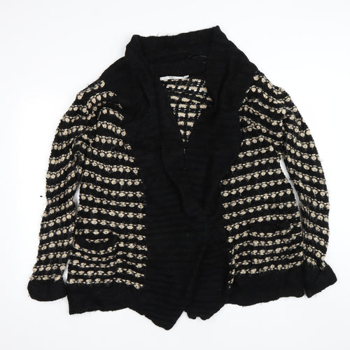 Isle Womens Black Striped  Cardigan Jumper Size L