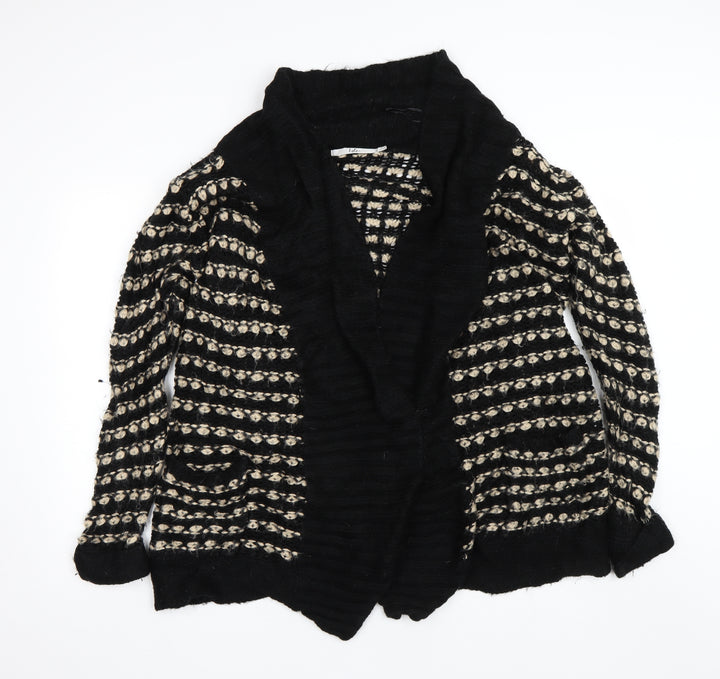 Isle Womens Black Striped Cardigan Jumper Size L
