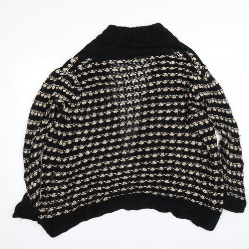 Isle Womens Black Striped  Cardigan Jumper Size L
