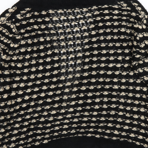 Isle Womens Black Striped  Cardigan Jumper Size L