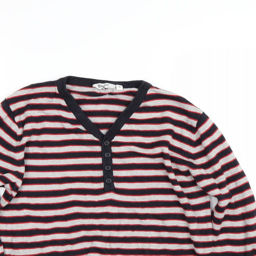 Dissident Mens Grey Striped  Pullover Jumper Size S