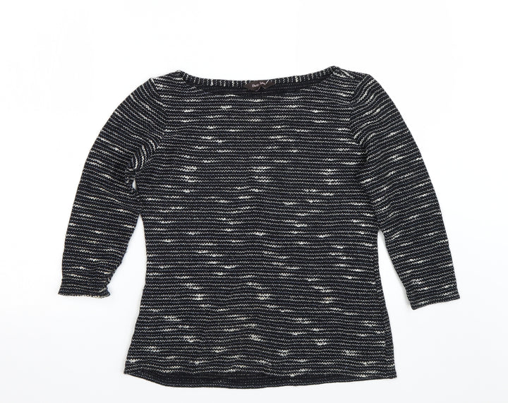 Phase Eight Womens Black Striped  Pullover Jumper Size 12
