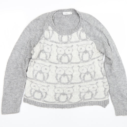 New Look Womens Grey   Pullover Jumper Size 10  - Owls