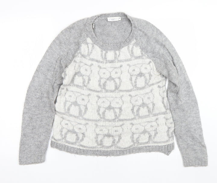New Look Womens Grey   Pullover Jumper Size 10  - Owls
