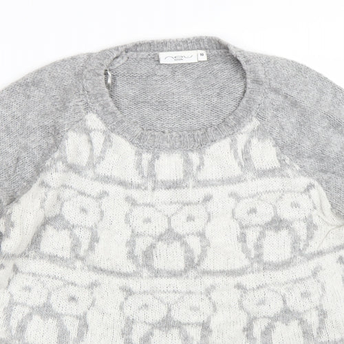 New Look Womens Grey   Pullover Jumper Size 10  - Owls