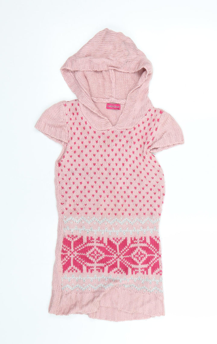Delicious Girls Pink Fair Isle  Pullover Hoodie Size 11-12 Years