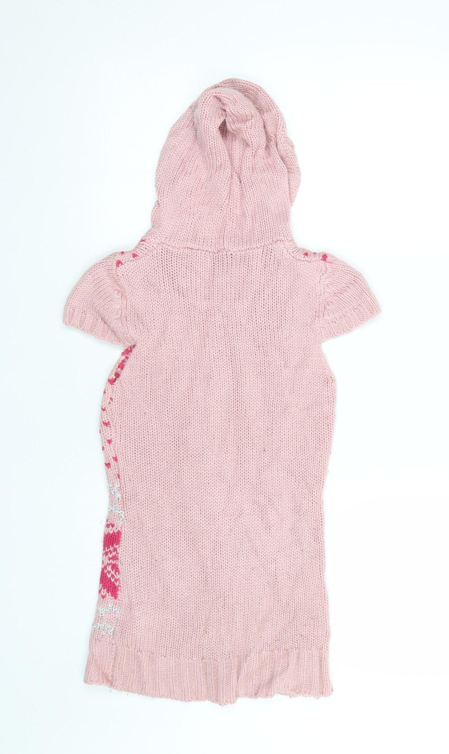 Delicious Girls Pink Fair Isle  Pullover Hoodie Size 11-12 Years