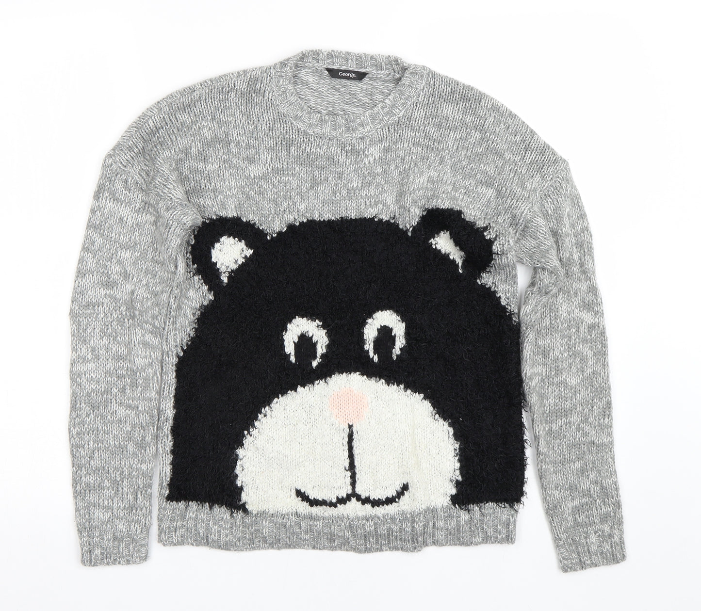 George Girls Grey   Pullover Jumper Size 13-14 Years  - Bear