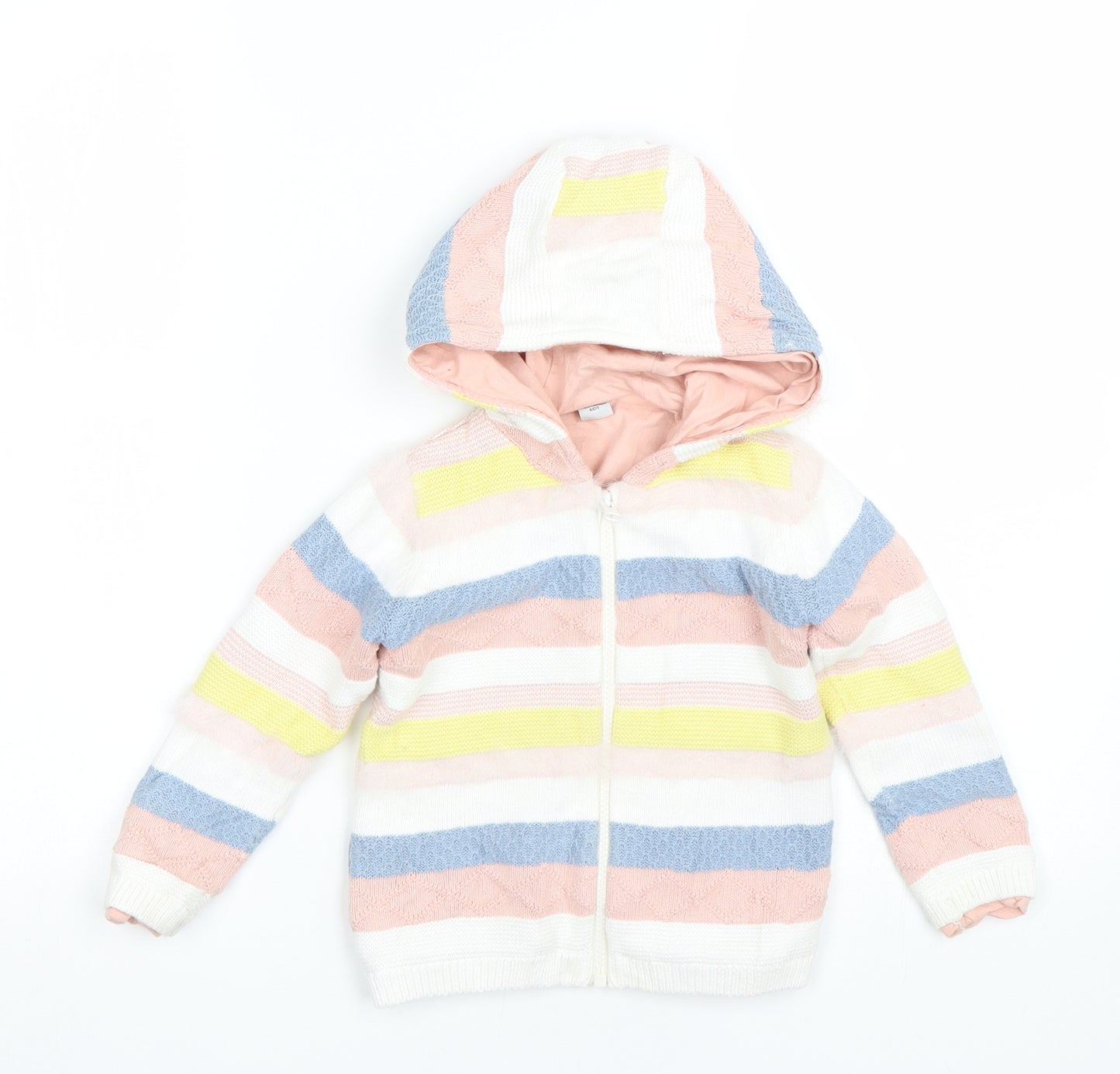 TU Girls Multicoloured Striped  Full Zip Hoodie Size 3-4 Years