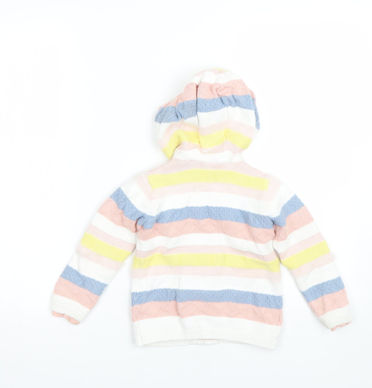 TU Girls Multicoloured Striped  Full Zip Hoodie Size 3-4 Years