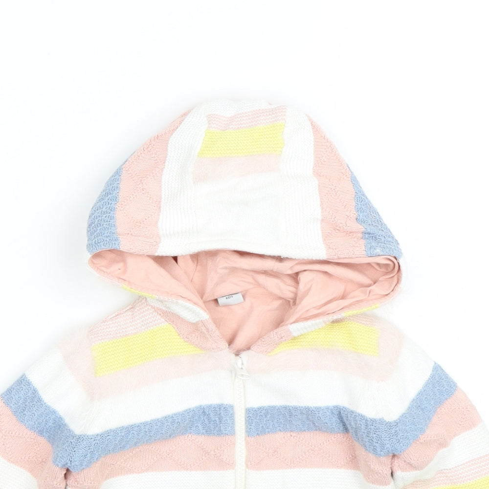 TU Girls Multicoloured Striped  Full Zip Hoodie Size 3-4 Years