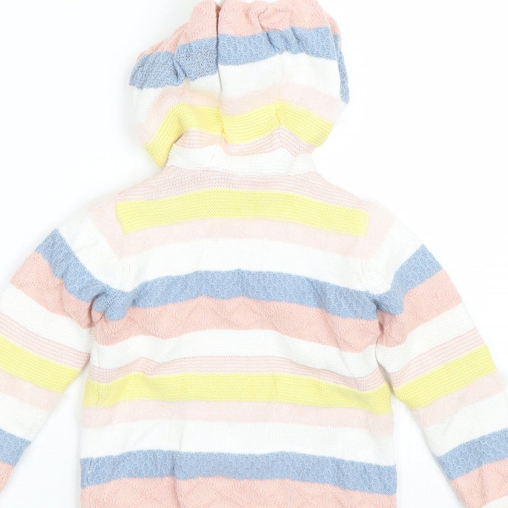 TU Girls Multicoloured Striped  Full Zip Hoodie Size 3-4 Years