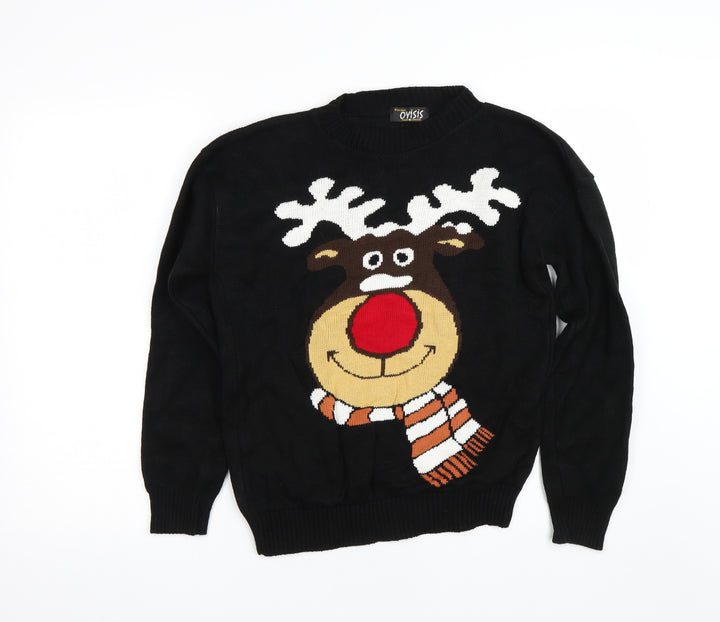 Oyisis Womens Black Pullover Jumper Size M - Christmas
