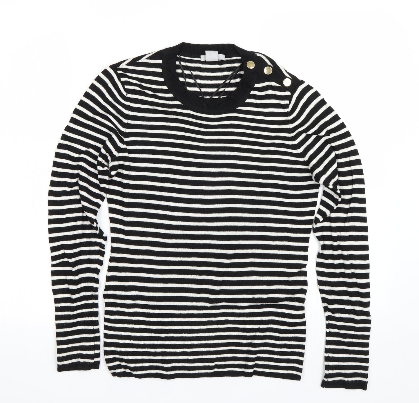 H&M Womens Black Striped  Pullover Jumper Size M