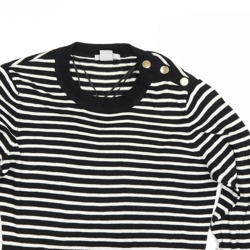 H&M Womens Black Striped  Pullover Jumper Size M