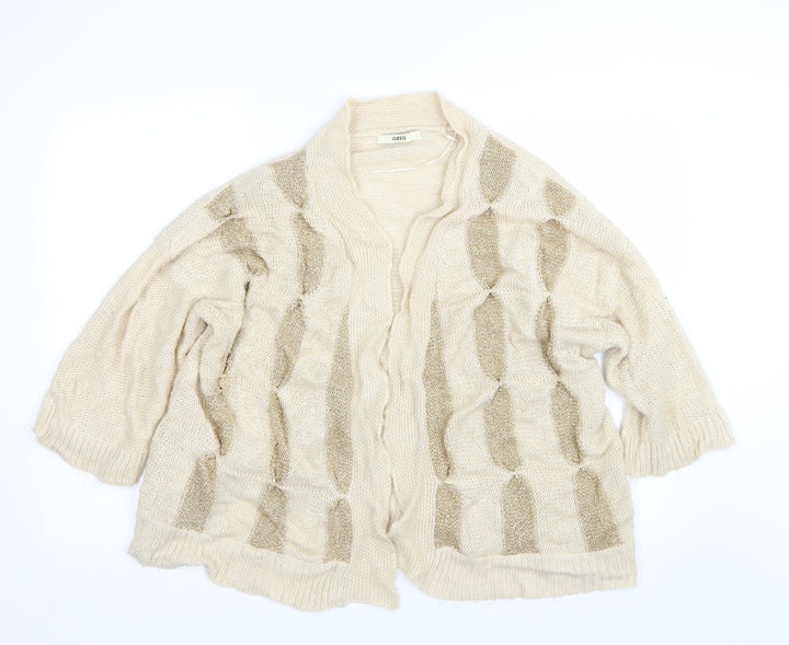 Oasis Womens Beige Striped  Cardigan Jumper Size L