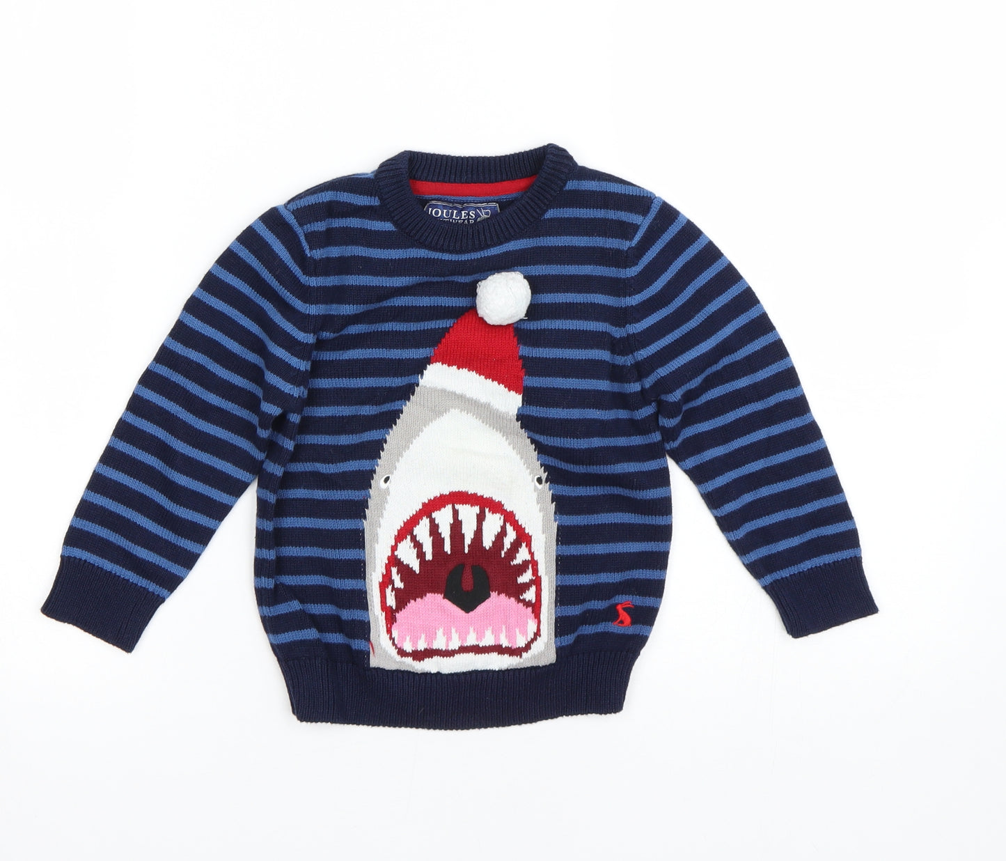 Joules Boys Blue Striped  Pullover Jumper Size 3 Years  - Christmas