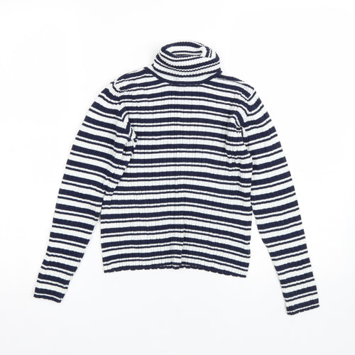 Nutmeg Girls Blue Striped  Pullover Jumper Size 9-10 Years