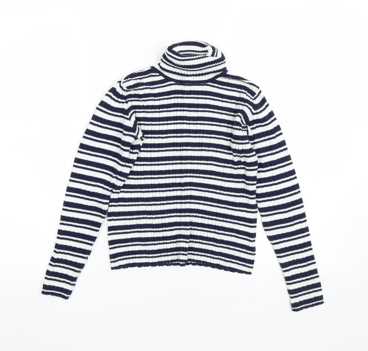 Nutmeg Girls Blue Striped  Pullover Jumper Size 9-10 Years