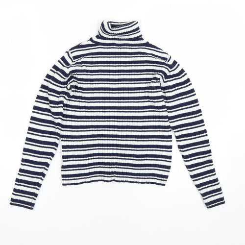 Nutmeg Girls Blue Striped  Pullover Jumper Size 9-10 Years