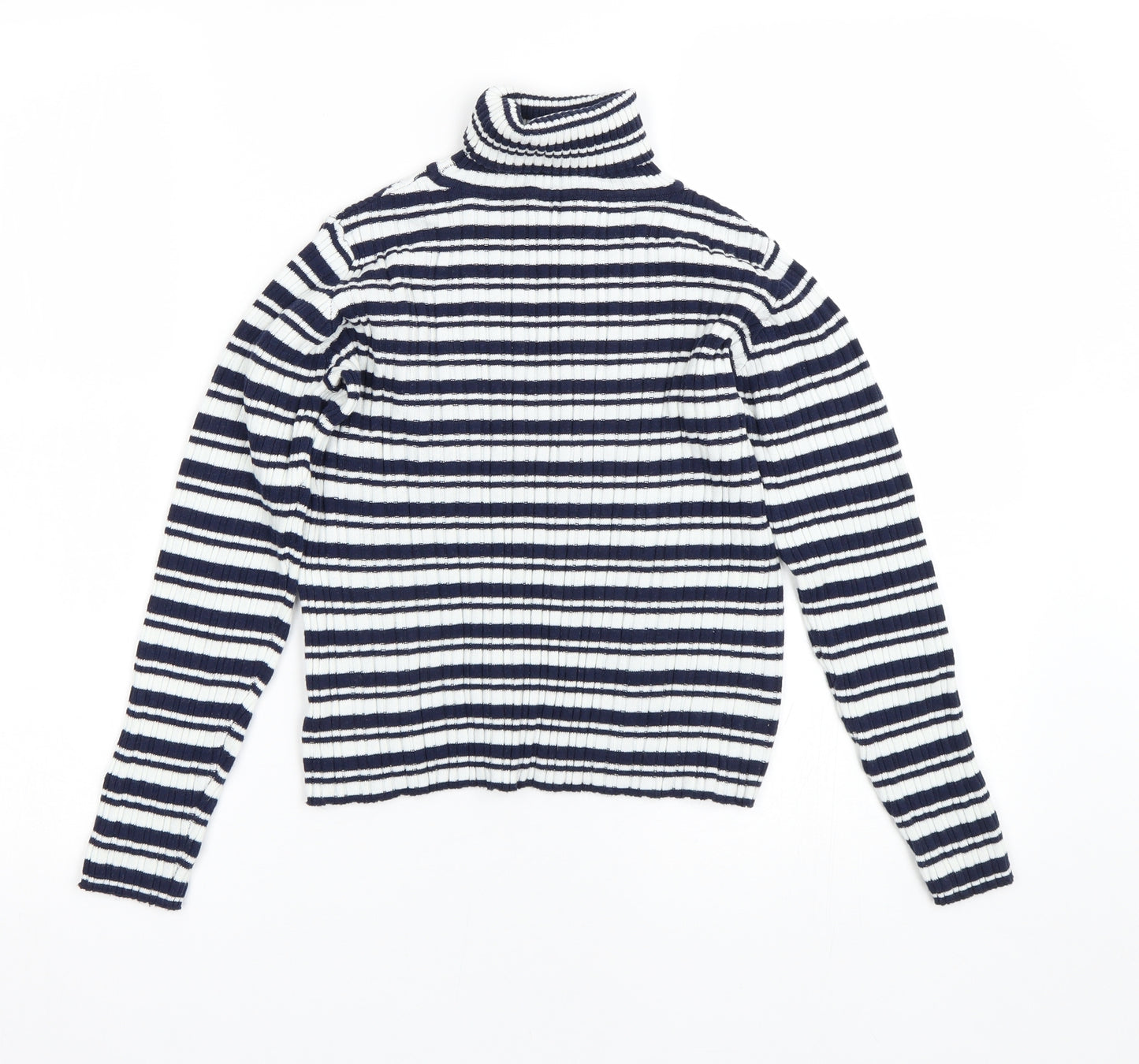 Nutmeg Girls Blue Striped  Pullover Jumper Size 9-10 Years