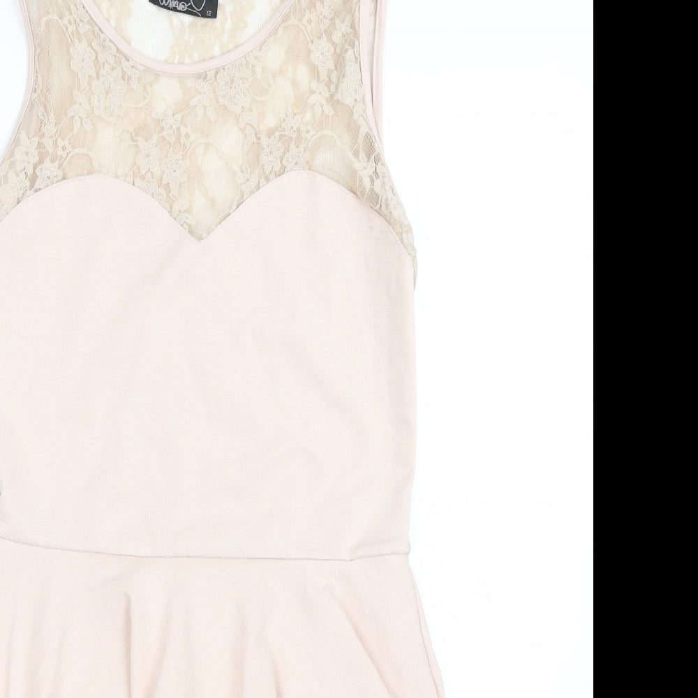 New Look Womens Pink Floral  Tank Dress  Size 12