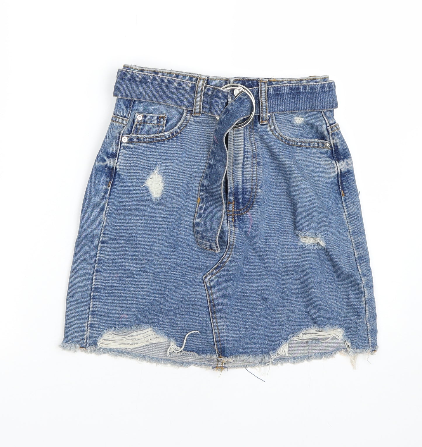 Primark Womens Blue  Denim Mini Skirt Size 4