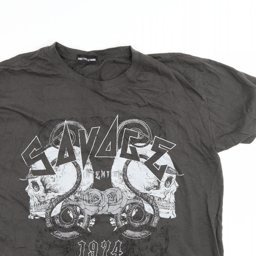 PRETTYLITTLETHING Womens Grey   Basic T-Shirt Size S