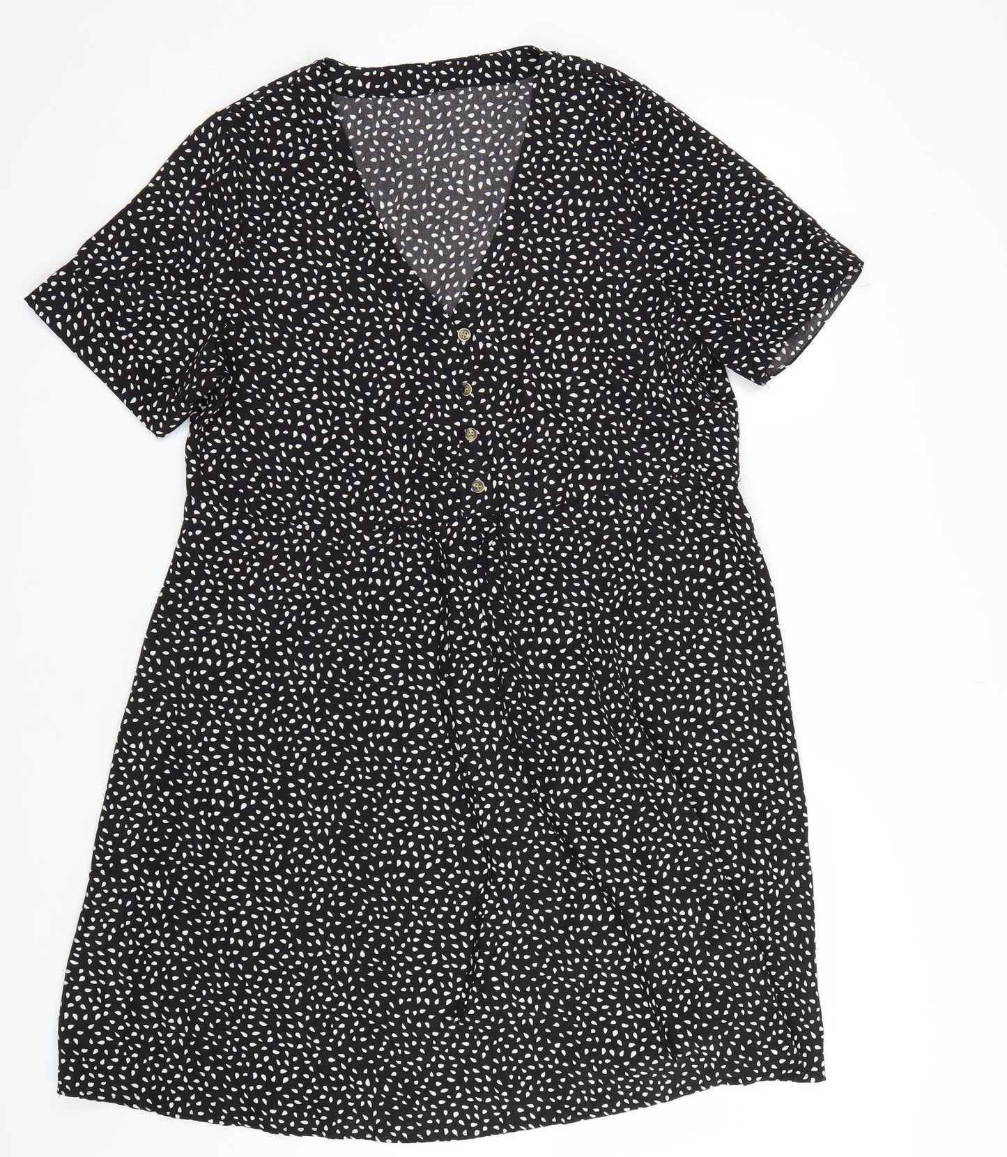 Preworn Womens Black Polka Dot  Shirt Dress  Size M