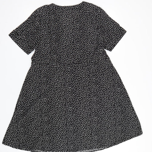 Preworn Womens Black Polka Dot  Shirt Dress  Size M