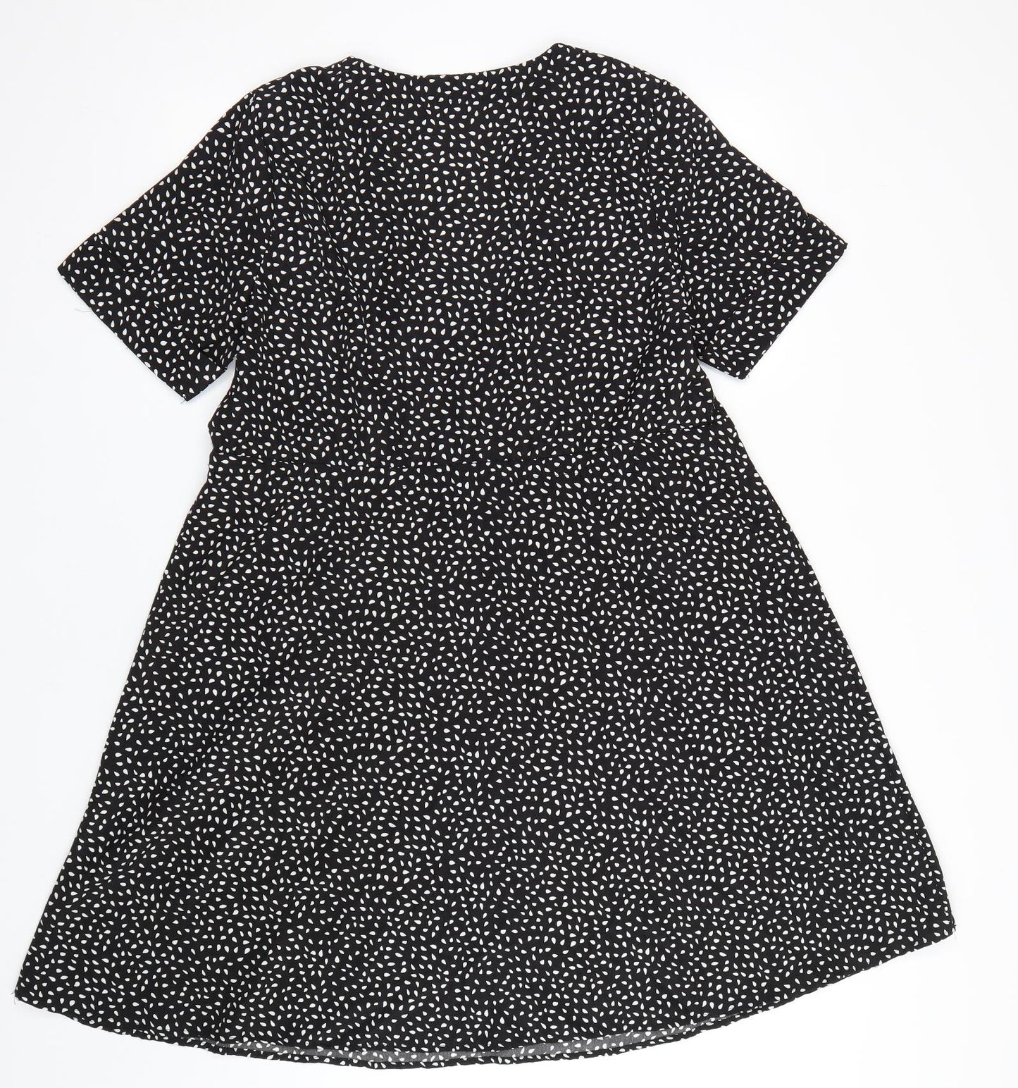 Preworn Womens Black Polka Dot  Shirt Dress  Size M