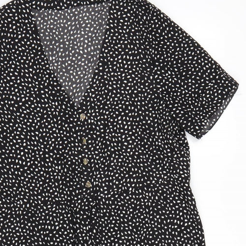 Preworn Womens Black Polka Dot  Shirt Dress  Size M