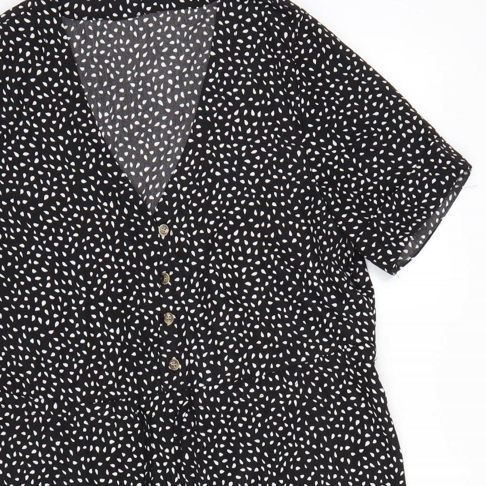 Preworn Womens Black Polka Dot  Shirt Dress  Size M