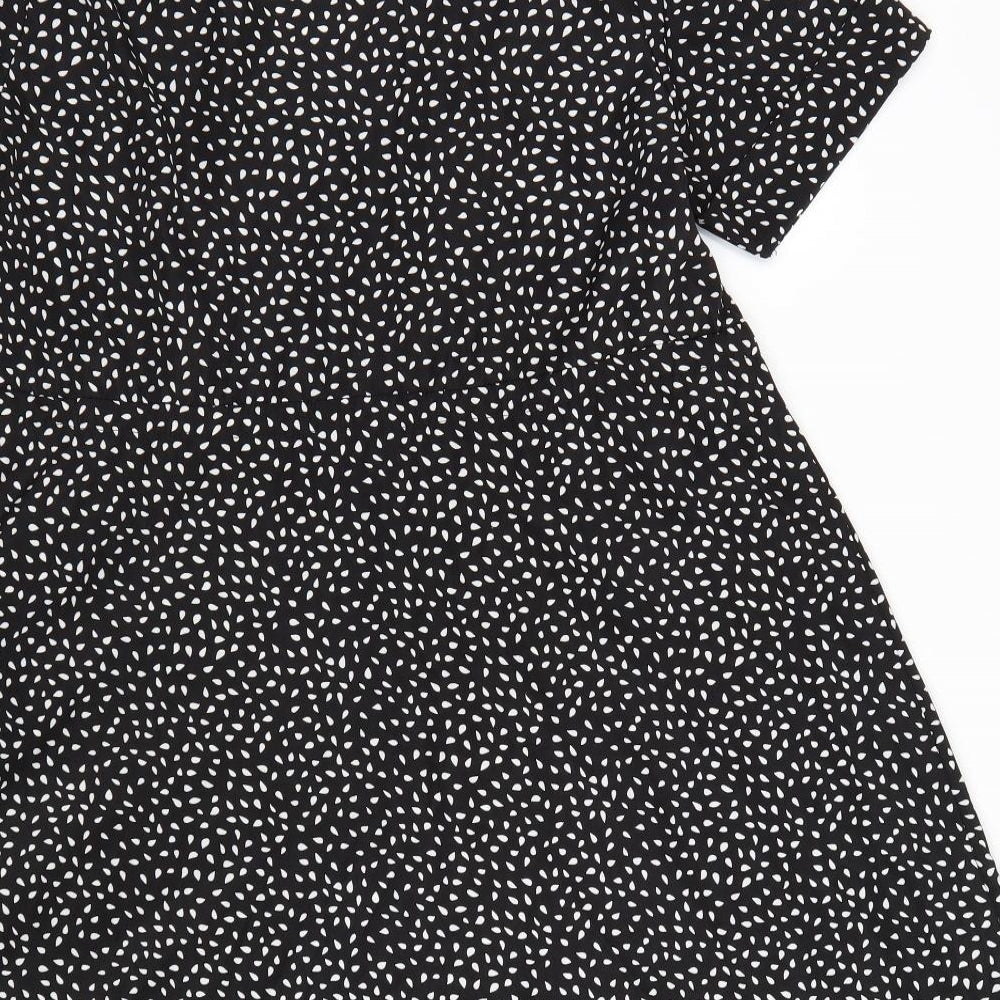Preworn Womens Black Polka Dot  Shirt Dress  Size M