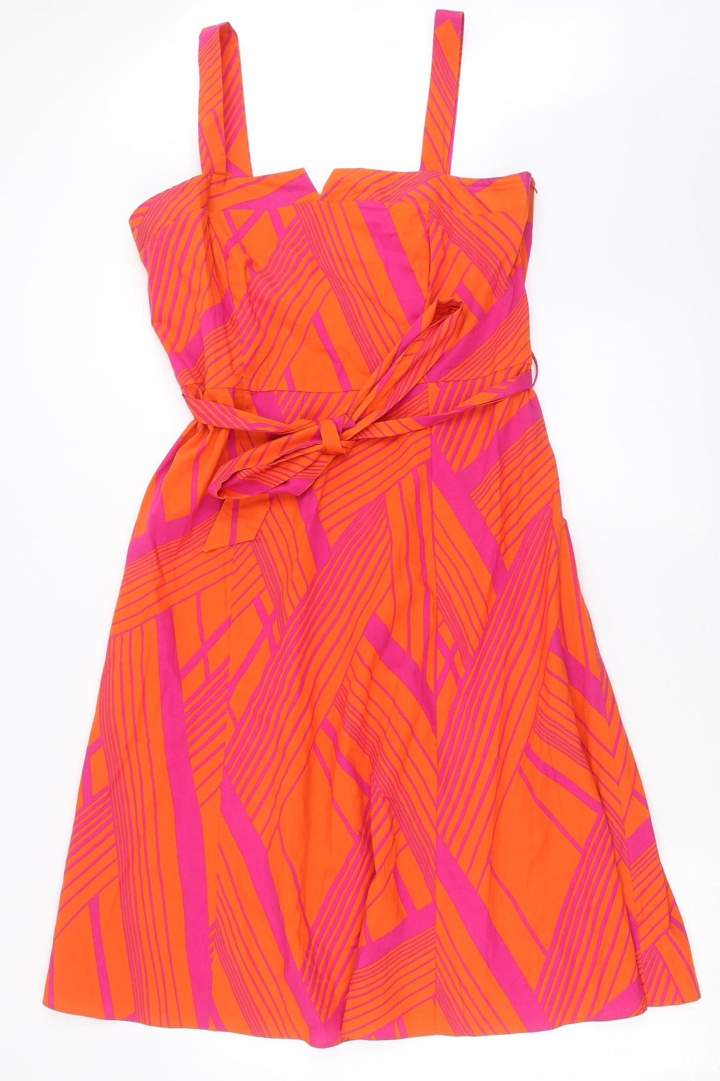 Debenhams Womens Orange Geometric  Fit & Flare  Size 16
