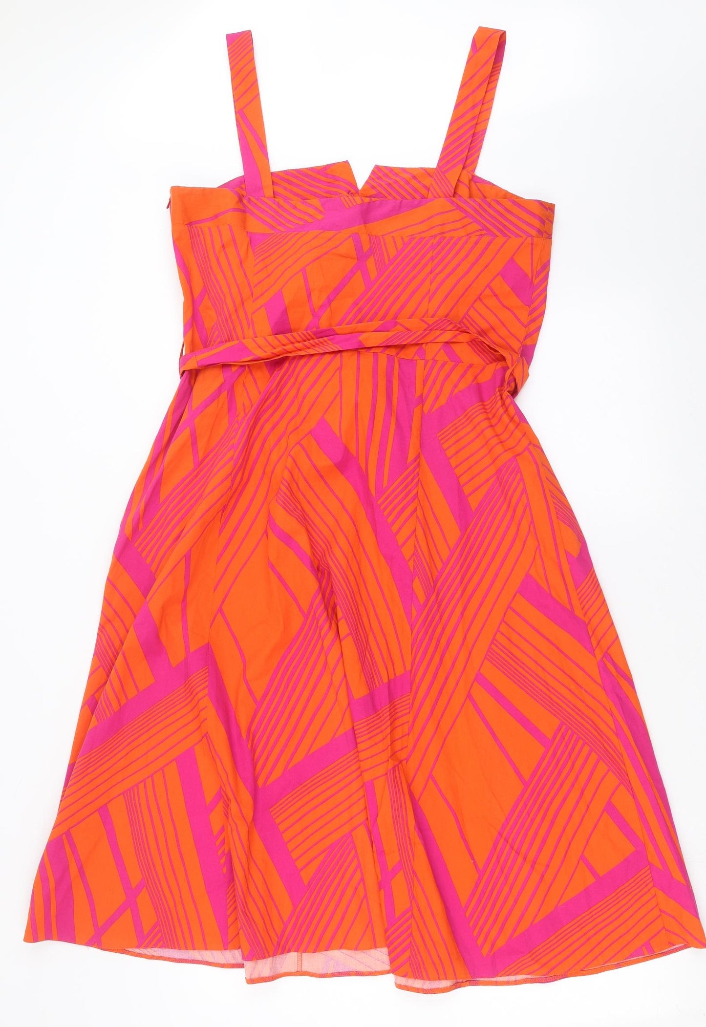 Debenhams Womens Orange Geometric  Fit & Flare  Size 16