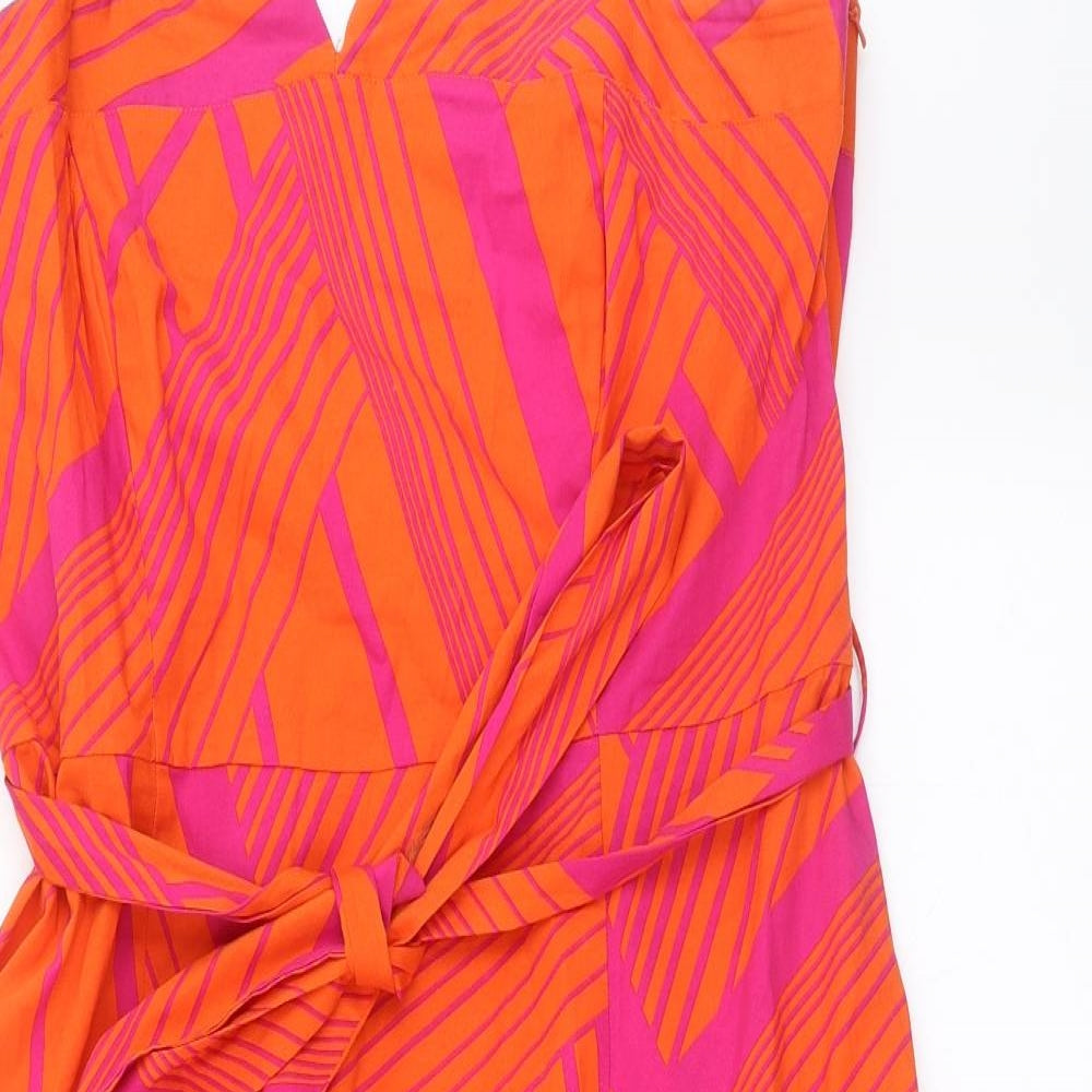 Debenhams Womens Orange Geometric  Fit & Flare  Size 16
