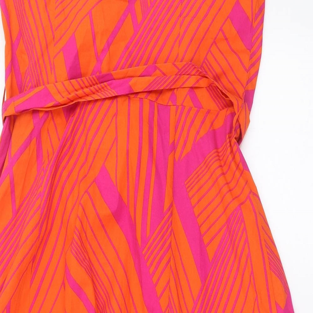 Debenhams Womens Orange Geometric  Fit & Flare  Size 16