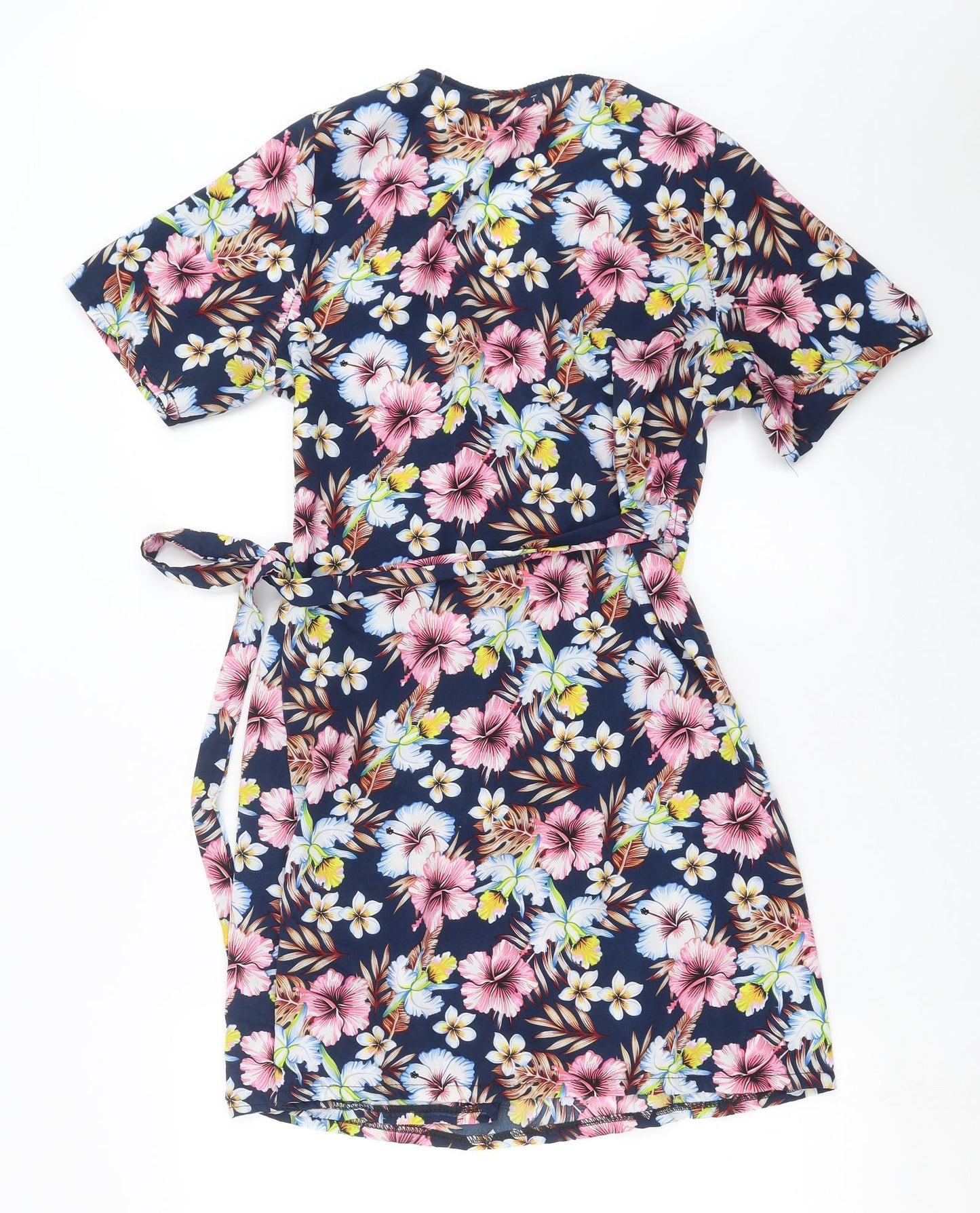 Fee Red Womens Blue Floral  Wrap Dress  Size S