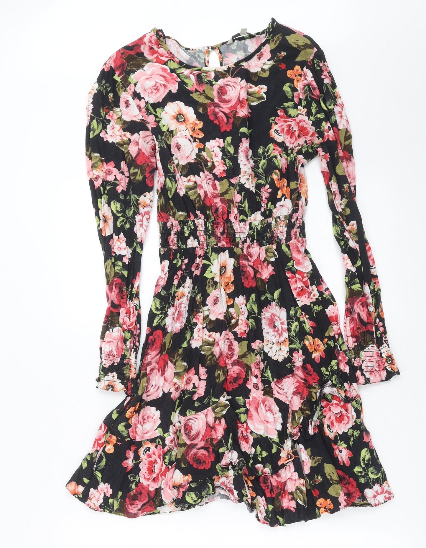 Clockhouse Womens Black Floral  Fit & Flare  Size 10