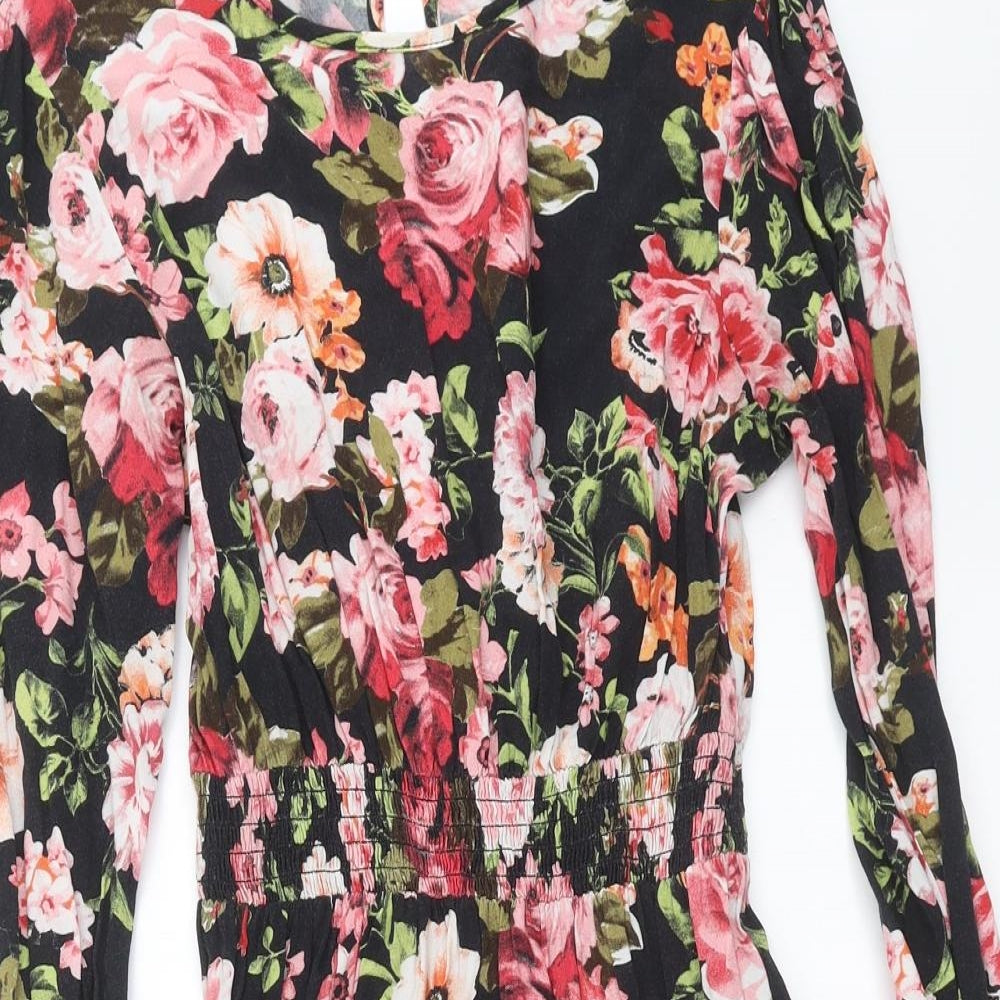Clockhouse Womens Black Floral  Fit & Flare  Size 10