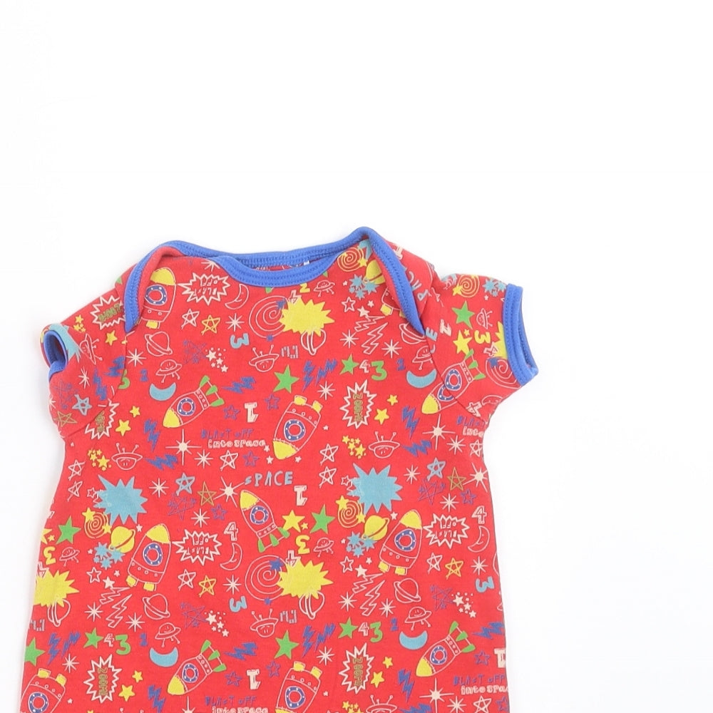 Mini Club Baby Red Geometric  Romper One-Piece Size 3-6 Months  - Space pattern