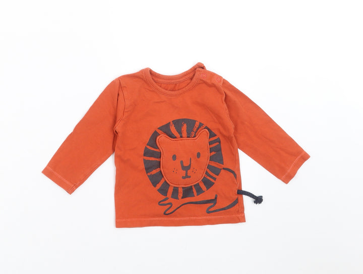 George Baby Orange   Basic T-Shirt Size 3-6 Months  - lion