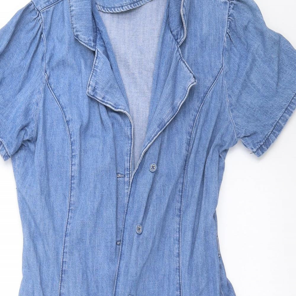 New Look Womens Blue  Denim Shirt Dress  Size 10